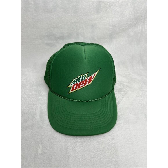 Mountain Dew Green Rope Mesh Snap Back Trucker Otto Hat Cap Unisex Adults - Picture 1 of 4